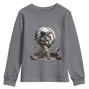 Astronaut Baseball Player Youth Sweatshirt Distressed Houston Clutch City Sports Fans TS10 Charcoal Print Your Wear