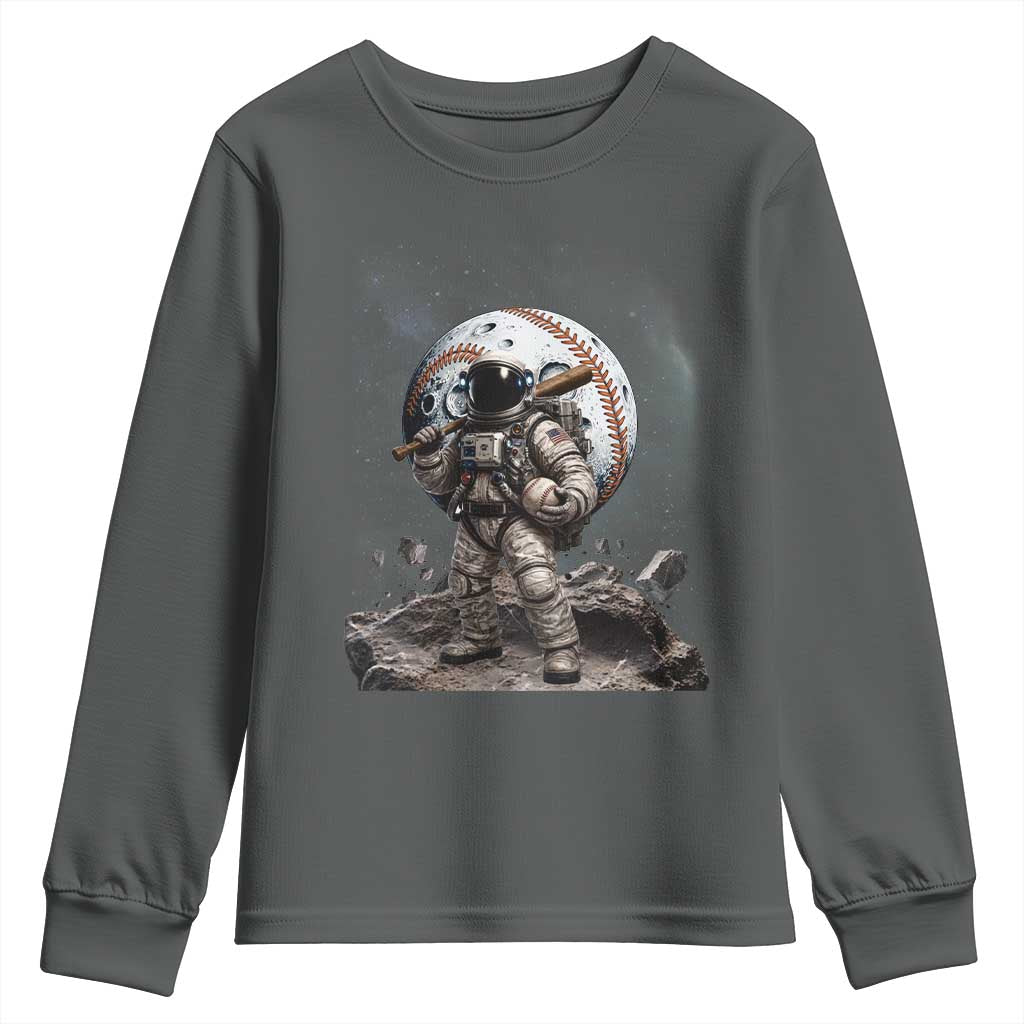 Astronaut Baseball Player Youth Sweatshirt Distressed Houston Clutch City Sports Fans TS10 Dark Heather Print Your Wear