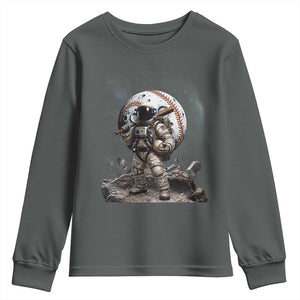Astronaut Baseball Player Youth Sweatshirt Distressed Houston Clutch City Sports Fans TS10 Dark Heather Print Your Wear