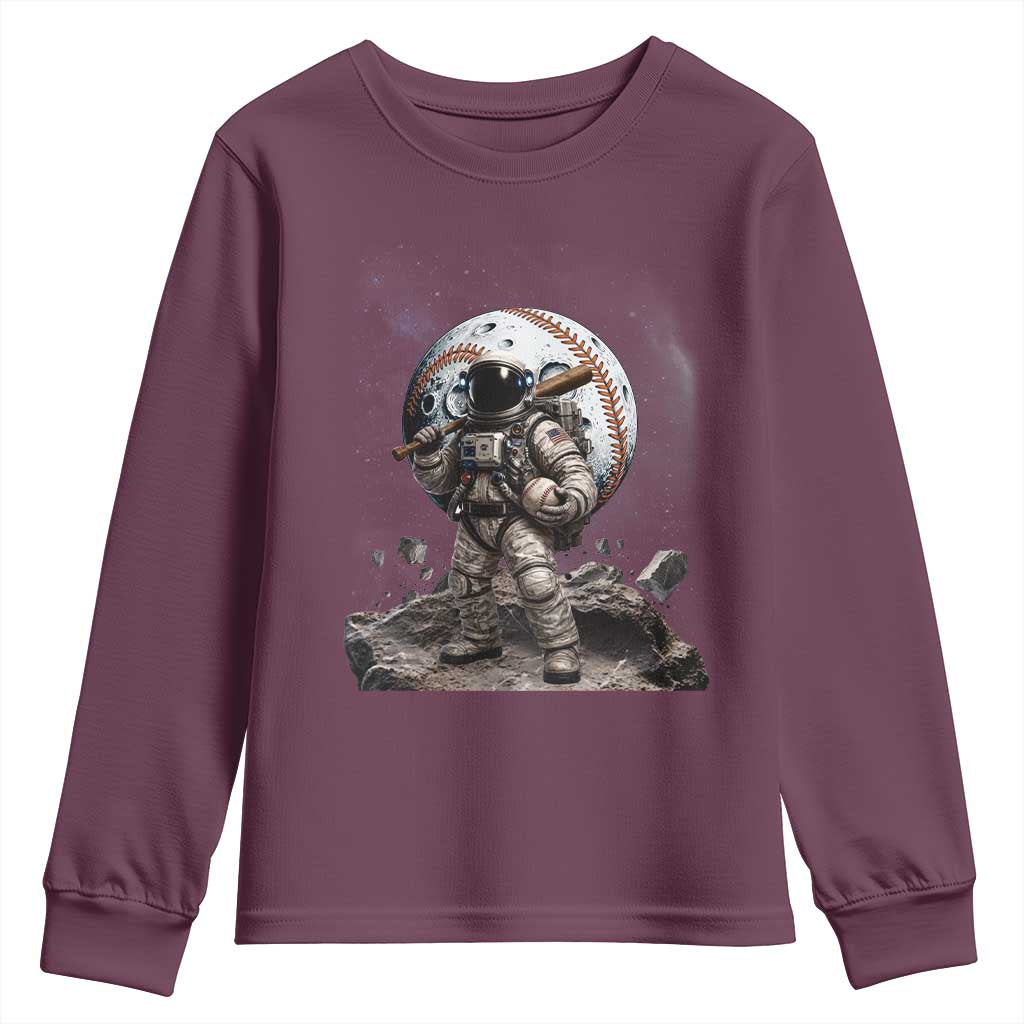 Astronaut Baseball Player Youth Sweatshirt Distressed Houston Clutch City Sports Fans TS10 Maroon Print Your Wear