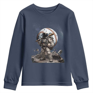 Astronaut Baseball Player Youth Sweatshirt Distressed Houston Clutch City Sports Fans TS10 Navy Print Your Wear