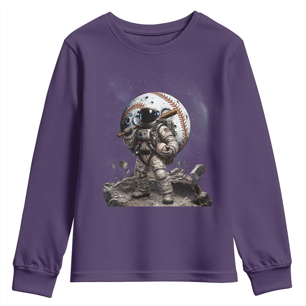 Astronaut Baseball Player Youth Sweatshirt Distressed Houston Clutch City Sports Fans TS10 Purple Print Your Wear