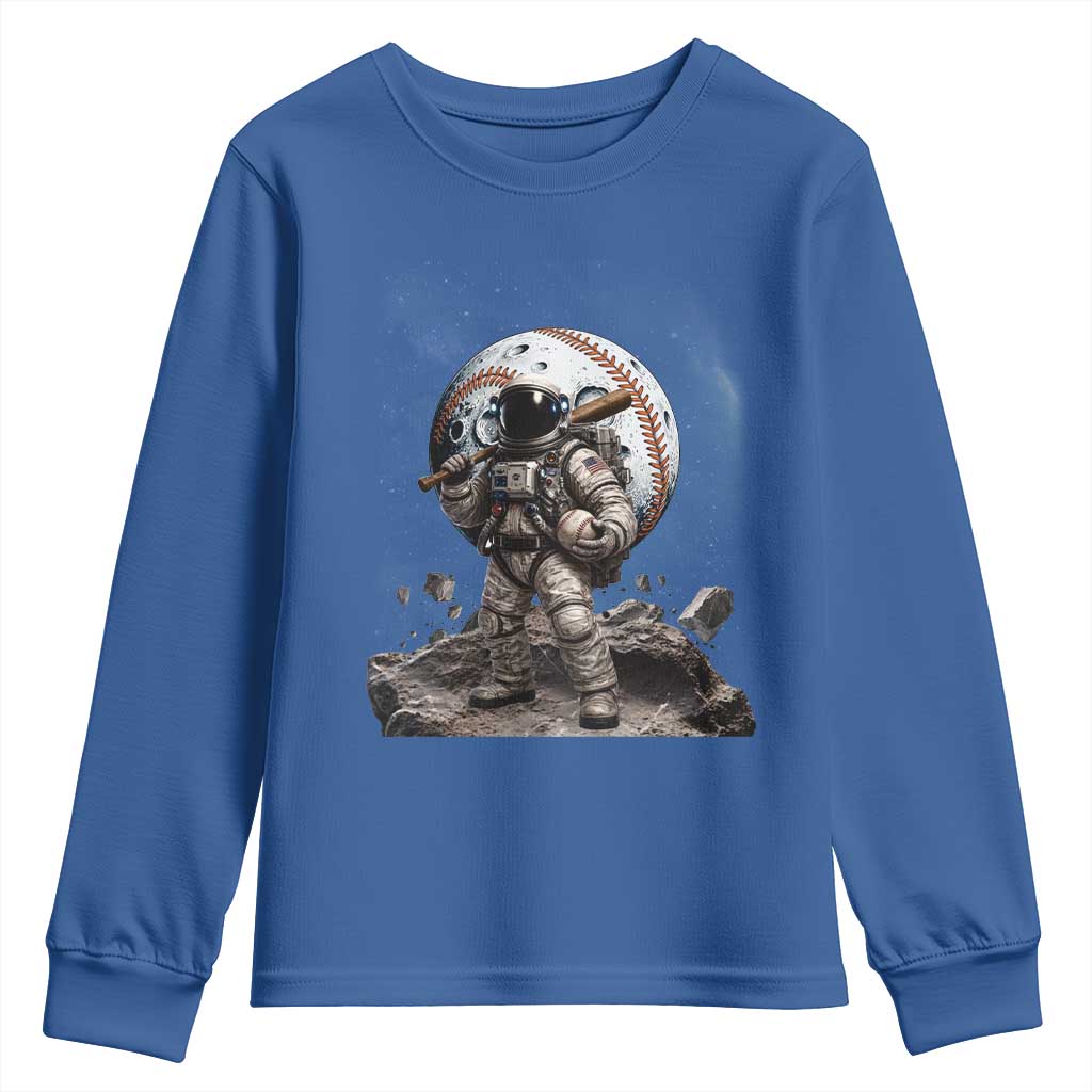 Astronaut Baseball Player Youth Sweatshirt Distressed Houston Clutch City Sports Fans TS10 Royal Blue Print Your Wear