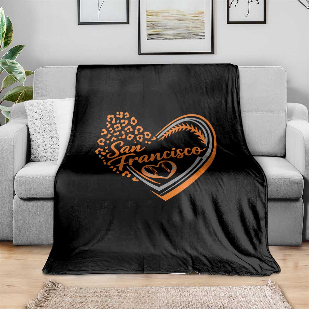 San Francisco Throw Blanket SF Leopard Heart US State Baseball Fan Team Spirit TS10 Print Your Wear