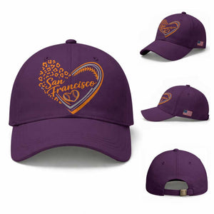 San Francisco Baseball Cap SF Leopard Heart US State Baseball Fan Team Spirit TS10 Baseball Cap Universal Fit Purple Print Your Wear