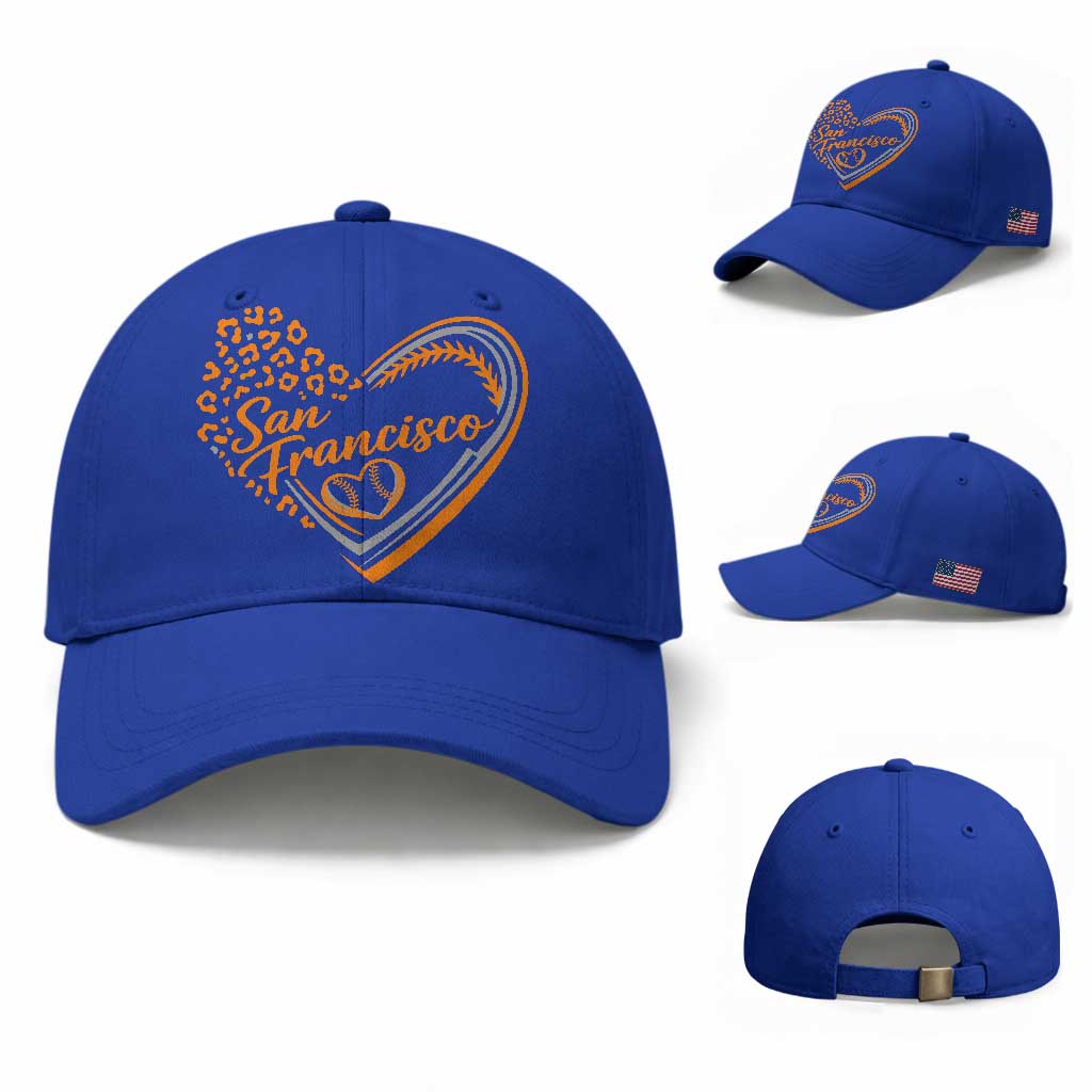 San Francisco Baseball Cap SF Leopard Heart US State Baseball Fan Team Spirit TS10 Baseball Cap Universal Fit Royal Blue Print Your Wear