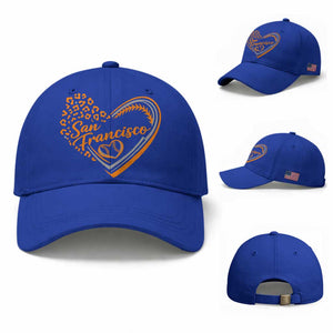 San Francisco Baseball Cap SF Leopard Heart US State Baseball Fan Team Spirit TS10 Baseball Cap Universal Fit Royal Blue Print Your Wear