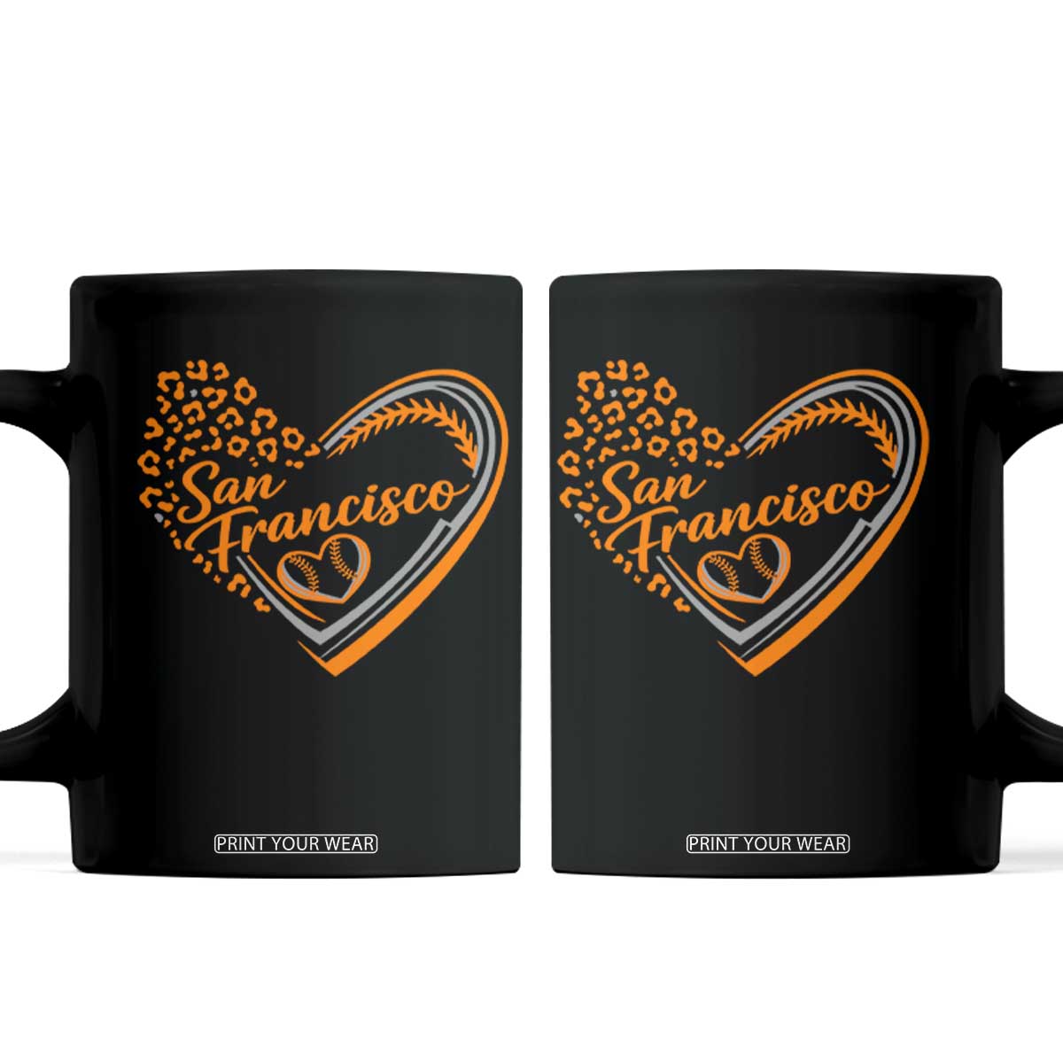 San Francisco Coffee Mug SF Leopard Heart US State Baseball Fan Team Spirit TS10 Black Print Your Wear