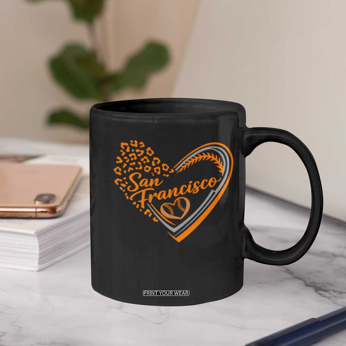 San Francisco Coffee Mug SF Leopard Heart US State Baseball Fan Team Spirit TS10 Print Your Wear