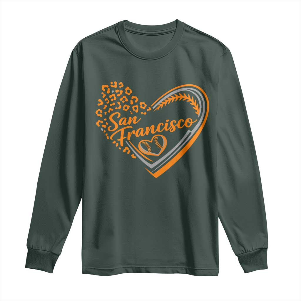 San Francisco Long Sleeve Shirt SF Leopard Heart US State Baseball Fan Team Spirit TS10 Dark Forest Green Print Your Wear