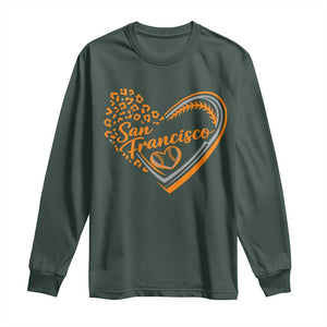 San Francisco Long Sleeve Shirt SF Leopard Heart US State Baseball Fan Team Spirit TS10 Dark Forest Green Print Your Wear