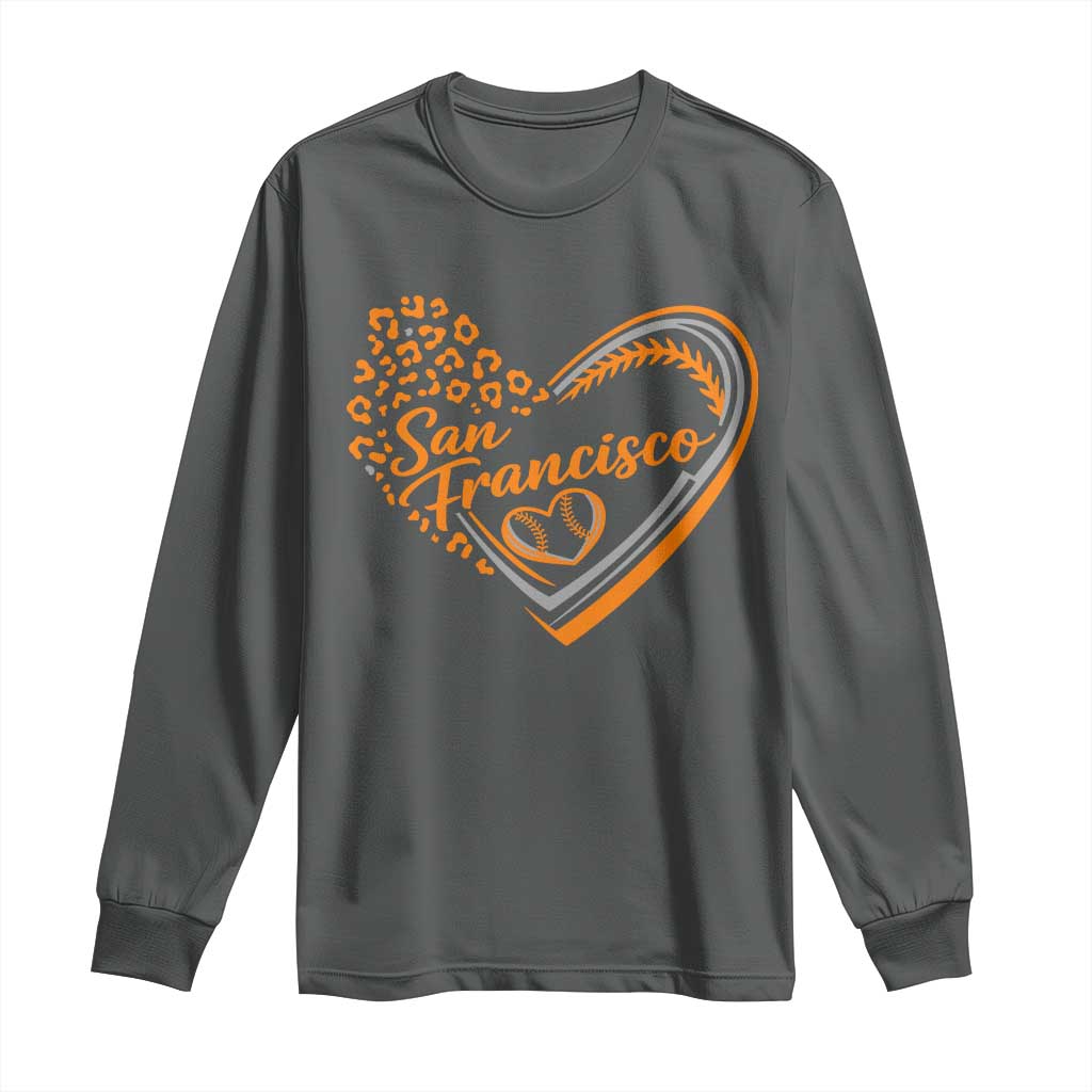 San Francisco Long Sleeve Shirt SF Leopard Heart US State Baseball Fan Team Spirit TS10 Dark Heather Print Your Wear