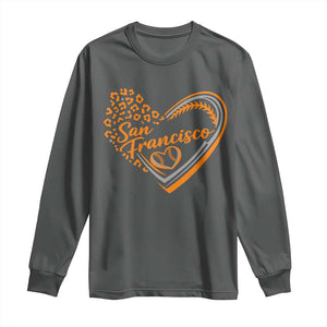 San Francisco Long Sleeve Shirt SF Leopard Heart US State Baseball Fan Team Spirit TS10 Dark Heather Print Your Wear