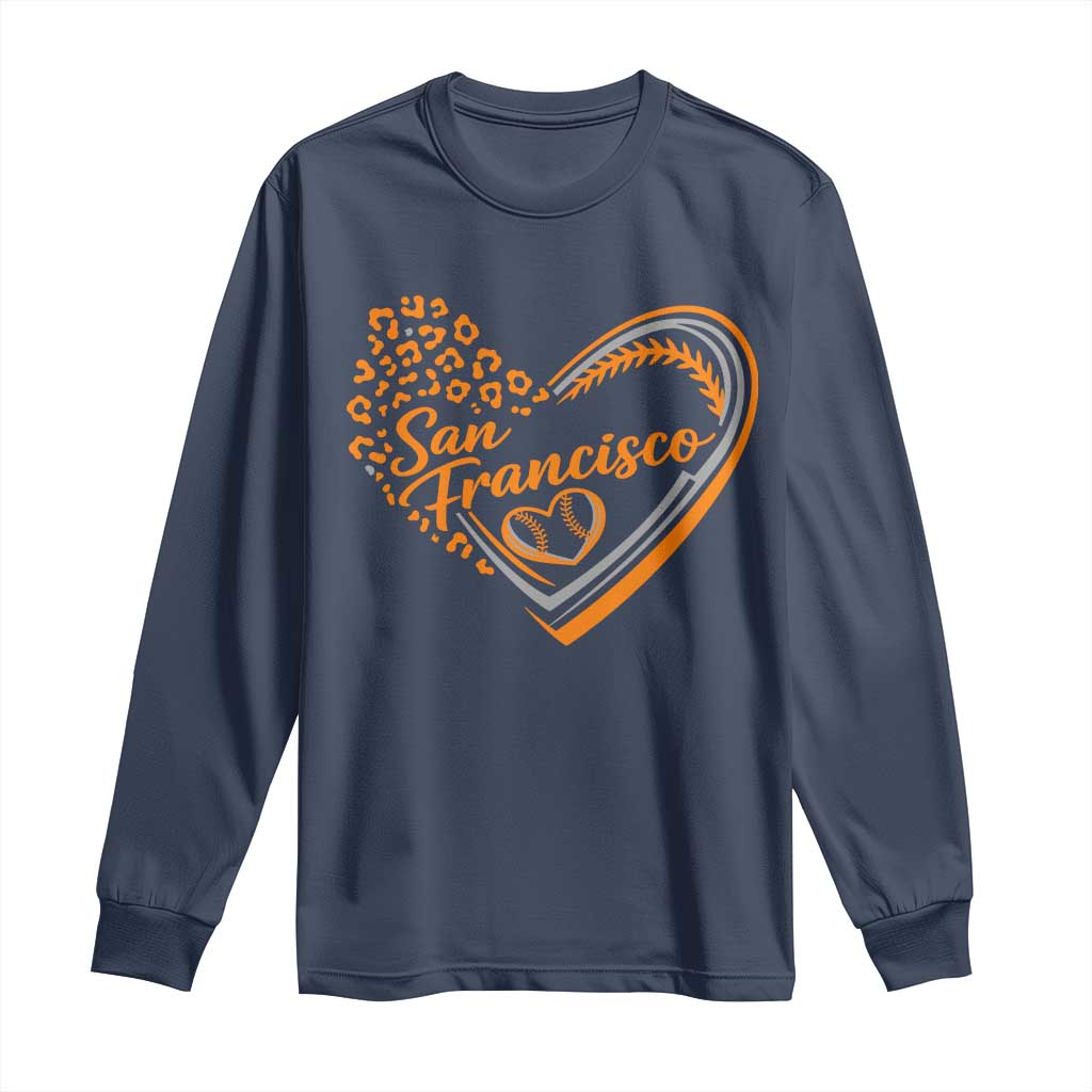 San Francisco Long Sleeve Shirt SF Leopard Heart US State Baseball Fan Team Spirit TS10 Navy Print Your Wear