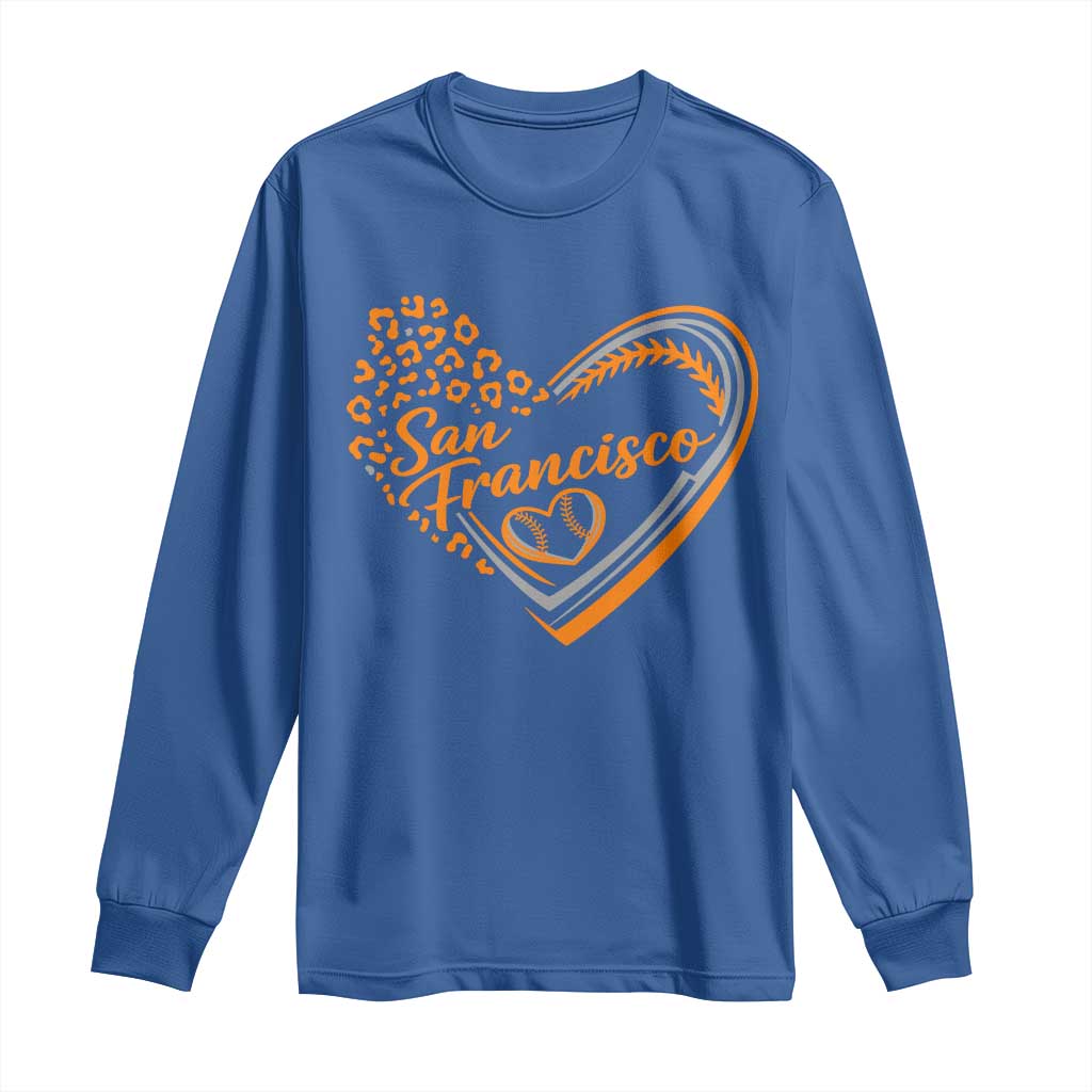 San Francisco Long Sleeve Shirt SF Leopard Heart US State Baseball Fan Team Spirit TS10 Royal Blue Print Your Wear