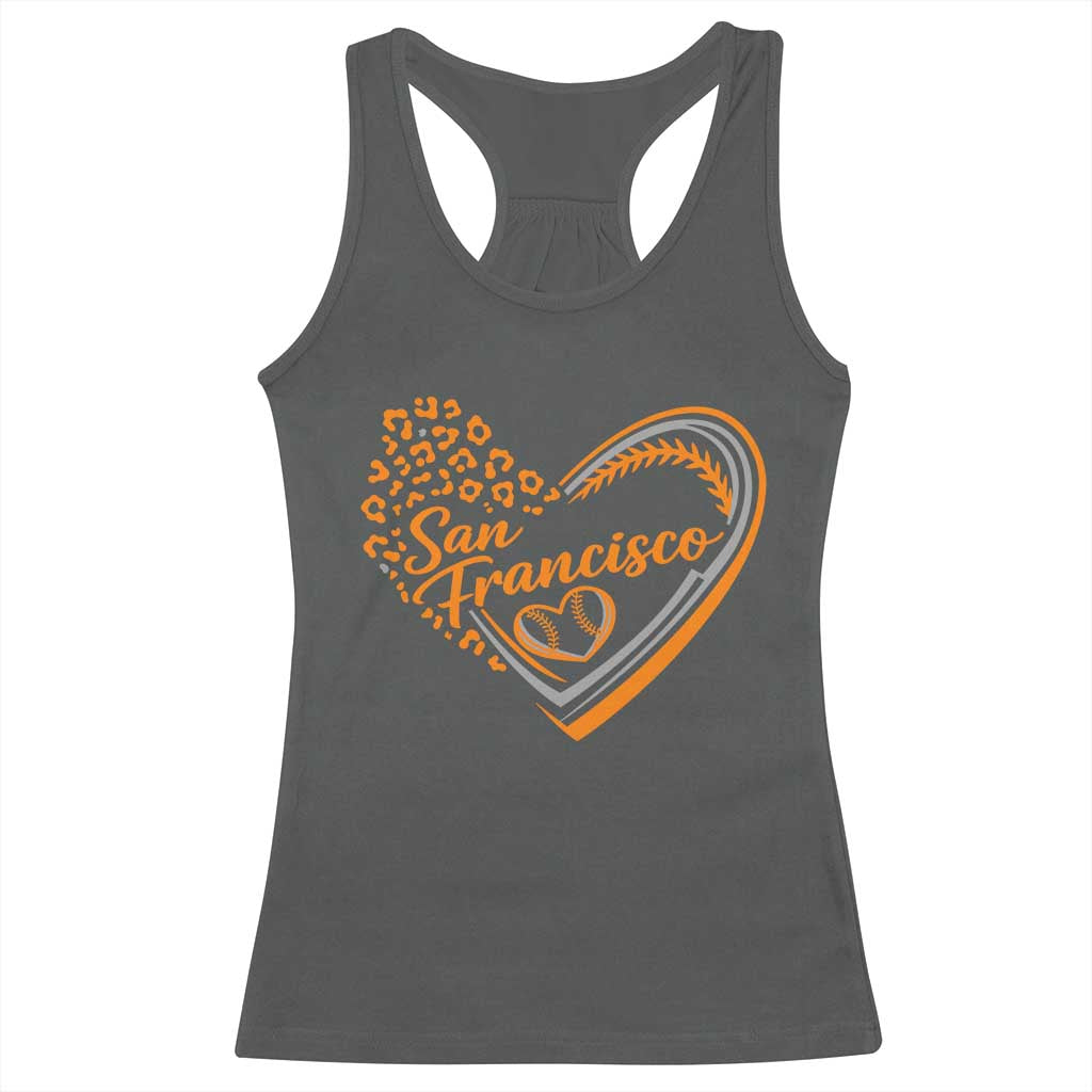 San Francisco Racerback Tank Top SF Leopard Heart US State Baseball Fan Team Spirit TS10 Dark Heather Print Your Wear