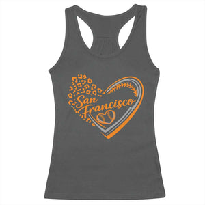San Francisco Racerback Tank Top SF Leopard Heart US State Baseball Fan Team Spirit TS10 Dark Heather Print Your Wear