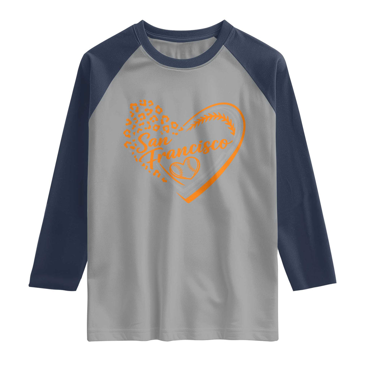 San Francisco Raglan Shirt SF Leopard Heart US State Baseball Fan Team Spirit TS10 Sport Gray Navy Print Your Wear