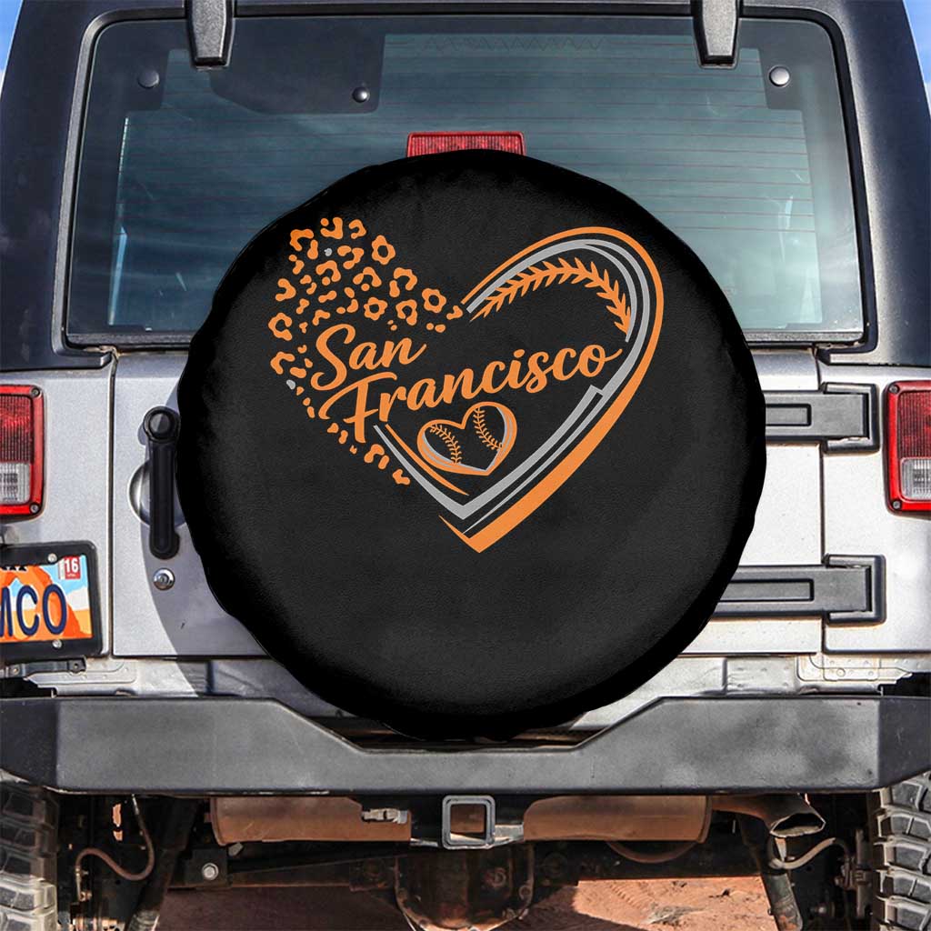 San Francisco Spare Tire Cover SF Leopard Heart US State Baseball Fan Team Spirit TS10 No hole Black Print Your Wear