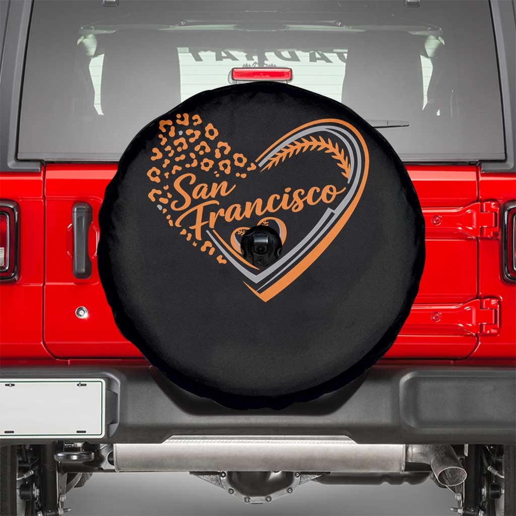 San Francisco Spare Tire Cover SF Leopard Heart US State Baseball Fan Team Spirit TS10 Black Print Your Wear
