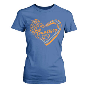 San Francisco T Shirt For Women SF Leopard Heart US State Baseball Fan Team Spirit TS10 Royal Blue Print Your Wear