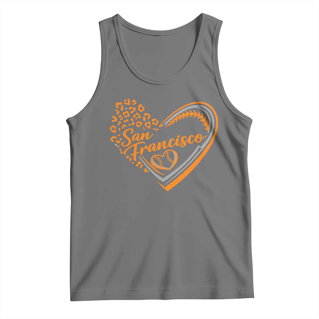 San Francisco Tank Top SF Leopard Heart US State Baseball Fan Team Spirit TS10 Black Heather Print Your Wear