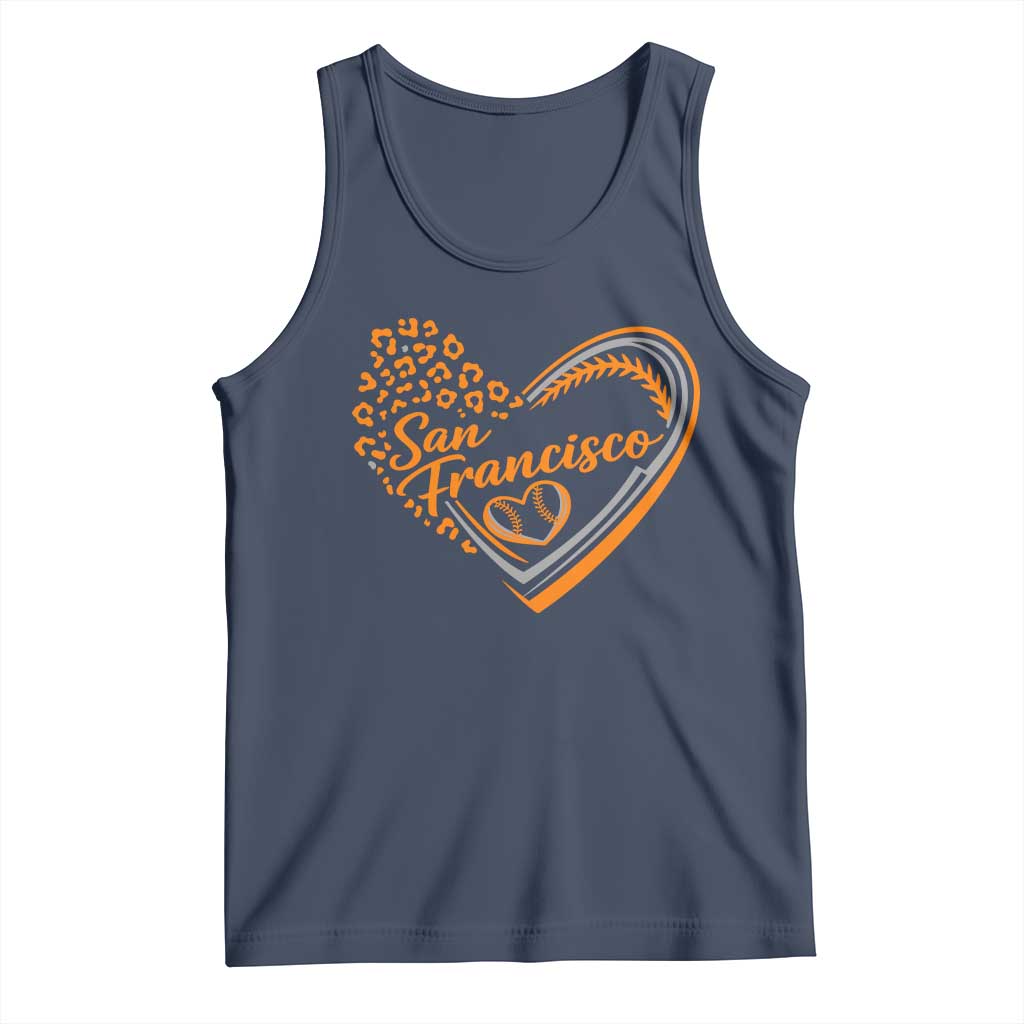 San Francisco Tank Top SF Leopard Heart US State Baseball Fan Team Spirit TS10 Navy Print Your Wear