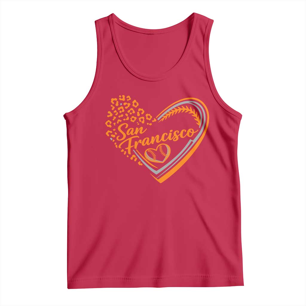 San Francisco Tank Top SF Leopard Heart US State Baseball Fan Team Spirit TS10 Red Print Your Wear