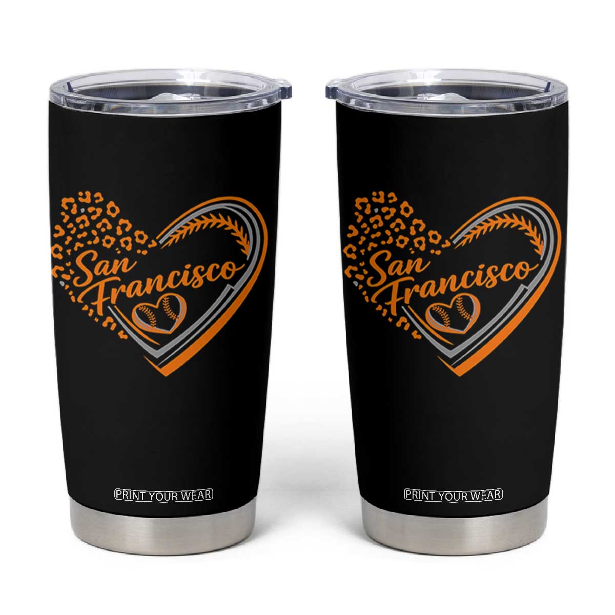 San Francisco Tumbler Cup SF Leopard Heart US State Baseball Fan Team Spirit TS10 Black Print Your Wear