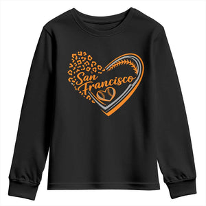 San Francisco Youth Sweatshirt SF Leopard Heart US State Baseball Fan Team Spirit TS10 Black Print Your Wear