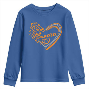 San Francisco Youth Sweatshirt SF Leopard Heart US State Baseball Fan Team Spirit TS10 Royal Blue Print Your Wear