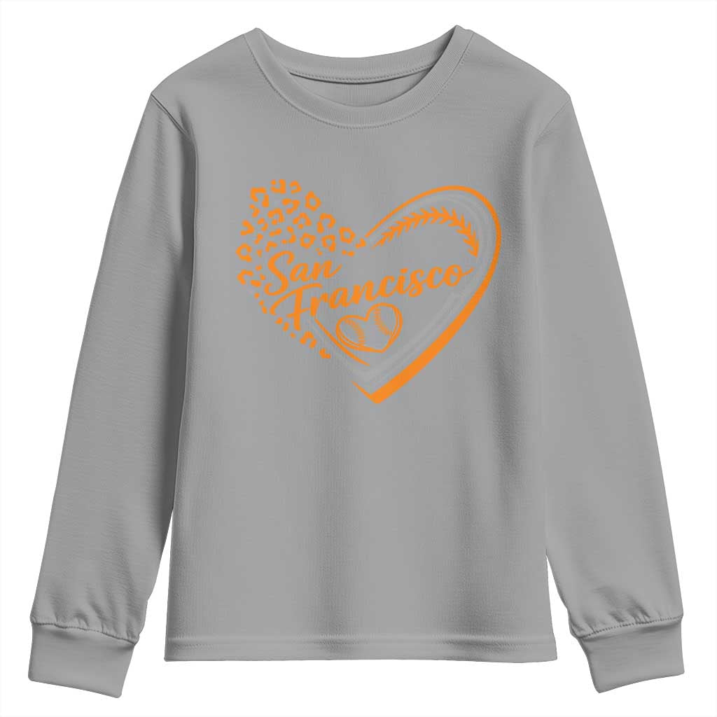 San Francisco Youth Sweatshirt SF Leopard Heart US State Baseball Fan Team Spirit TS10 Sport Gray Print Your Wear
