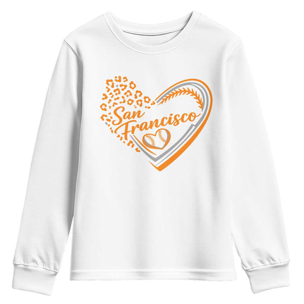 San Francisco Youth Sweatshirt SF Leopard Heart US State Baseball Fan Team Spirit TS10 White Print Your Wear