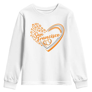 San Francisco Youth Sweatshirt SF Leopard Heart US State Baseball Fan Team Spirit TS10 White Print Your Wear