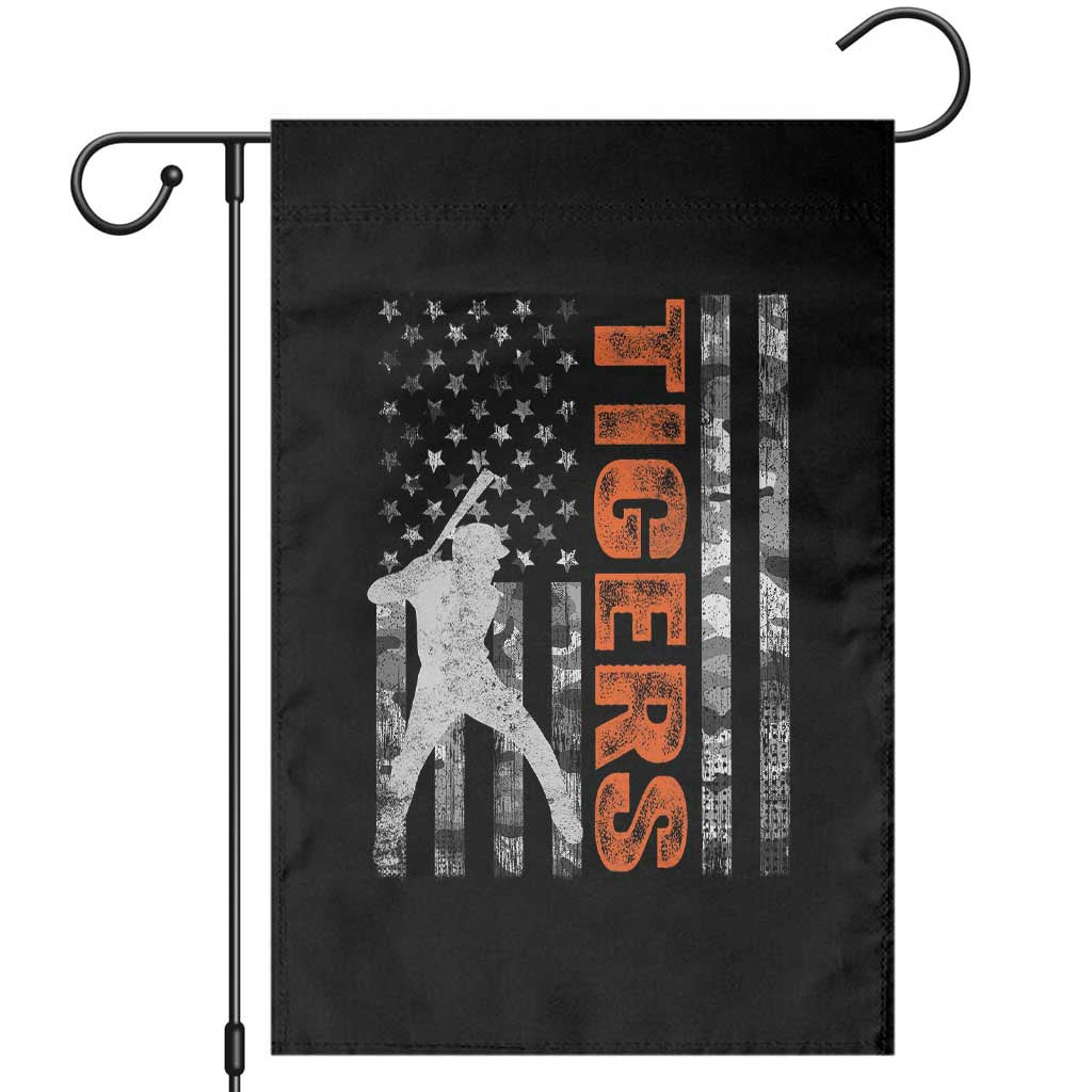 Baseball Player Tiger Garden Flag Team Spirit American Flag USA Camo Patriotic Graphic TS10 Black Print Your Wear