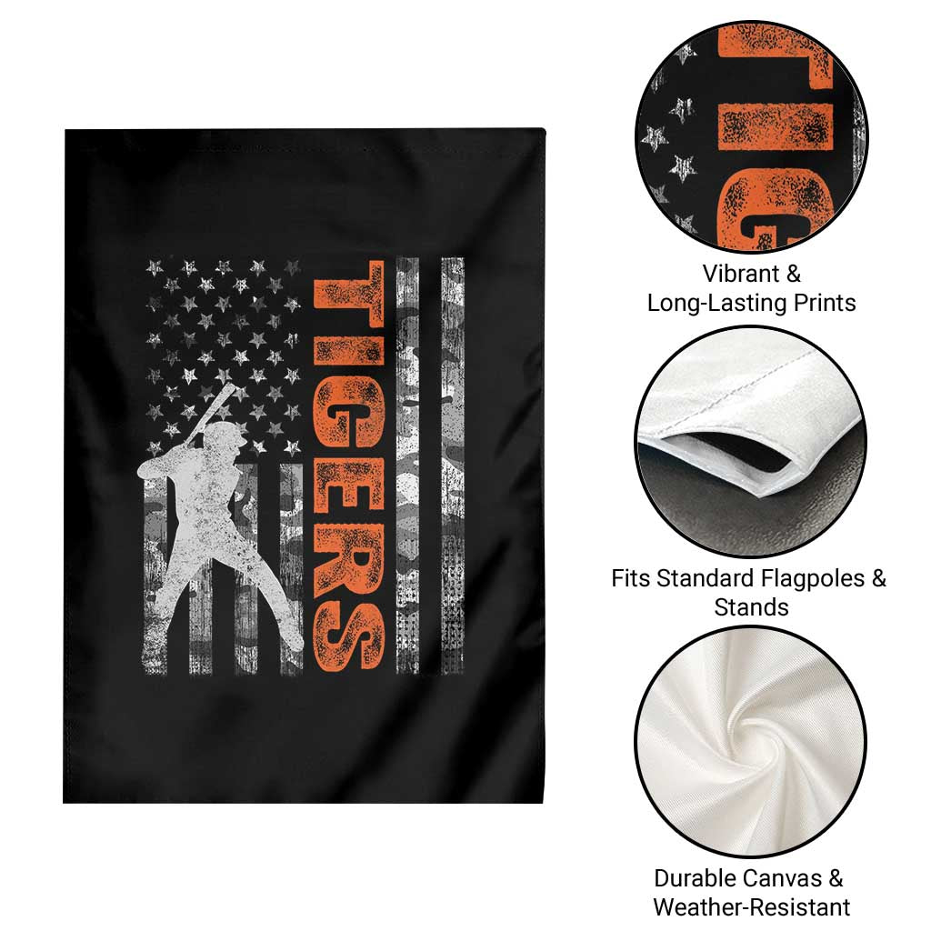 Baseball Player Tiger Garden Flag Team Spirit American Flag USA Camo Patriotic Graphic TS10 Print Your Wear