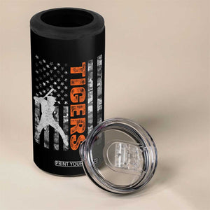 Baseball Player Tiger 4 in 1 Can Cooler Tumbler Team Spirit American Flag USA Camo Patriotic Graphic TS10 Print Your Wear