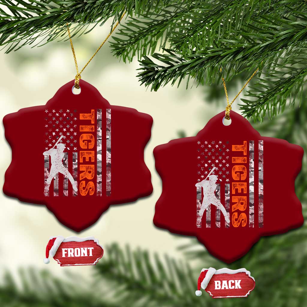 Baseball Player Tiger Ceramic Ornament Team Spirit American Flag USA Camo Patriotic Graphic TS10 Print Your Wear