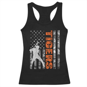 Baseball Player Tiger Racerback Tank Top Team Spirit American Flag USA Camo Patriotic Graphic TS10 Black Print Your Wear