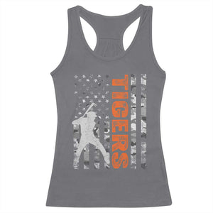 Baseball Player Tiger Racerback Tank Top Team Spirit American Flag USA Camo Patriotic Graphic TS10 Charcoal Print Your Wear