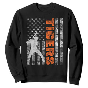 Baseball Player Tiger Sweatshirt Team Spirit American Flag USA Camo Patriotic Graphic TS10 Black Print Your Wear