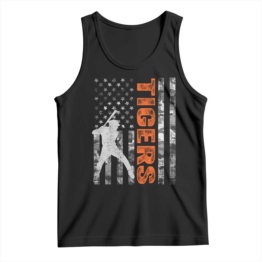 Baseball Player Tiger Tank Top Team Spirit American Flag USA Camo Patriotic Graphic TS10 Black Print Your Wear