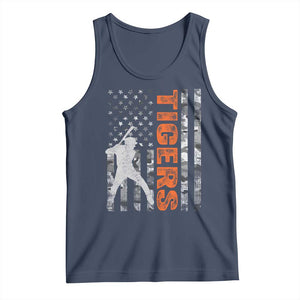 Baseball Player Tiger Tank Top Team Spirit American Flag USA Camo Patriotic Graphic TS10 Navy Print Your Wear