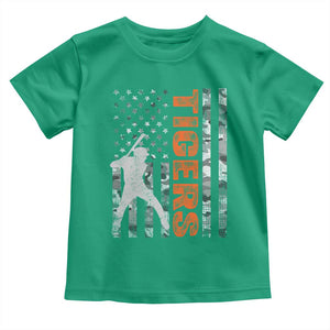 Baseball Player Tiger Toddler T Shirt Team Spirit American Flag USA Camo Patriotic Graphic TS10 Irish Green Print Your Wear