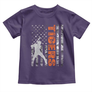 Baseball Player Tiger Toddler T Shirt Team Spirit American Flag USA Camo Patriotic Graphic TS10 Purple Print Your Wear