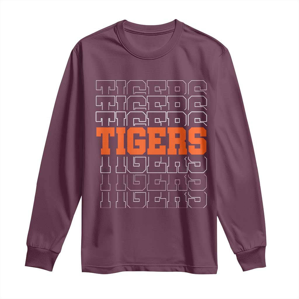 Vintage Tiger Long Sleeve Shirt Last Name Vintage Sports Jersey Style TS10 Maroon Print Your Wear
