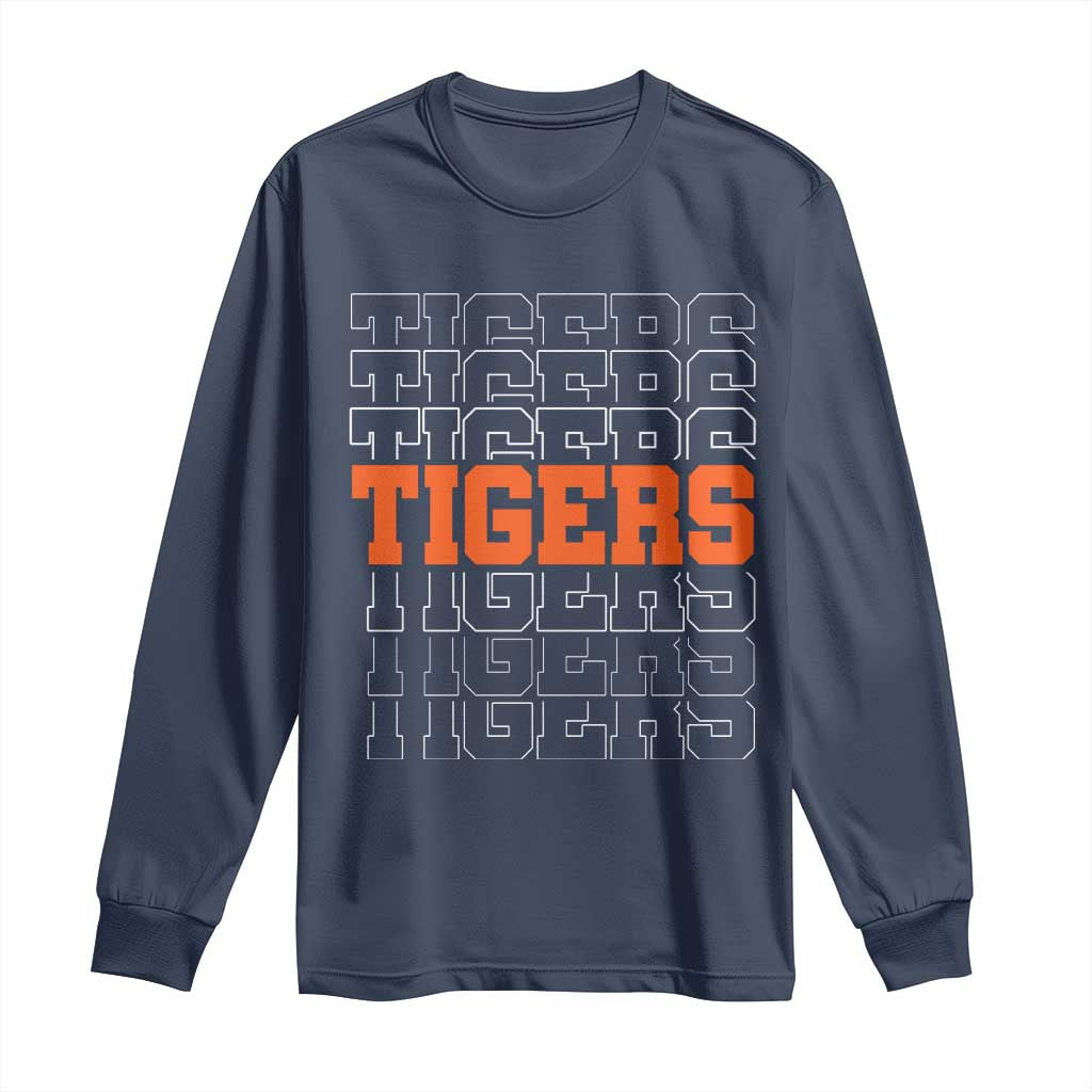 Vintage Tiger Long Sleeve Shirt Last Name Vintage Sports Jersey Style TS10 Navy Print Your Wear