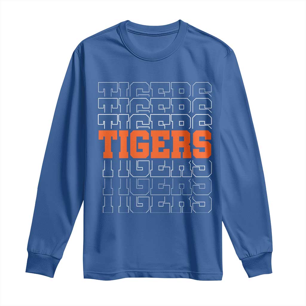 Vintage Tiger Long Sleeve Shirt Last Name Vintage Sports Jersey Style TS10 Royal Blue Print Your Wear