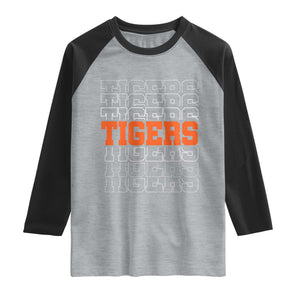 Vintage Tiger Raglan Shirt Last Name Vintage Sports Jersey Style TS10 Heather Gray Black Print Your Wear