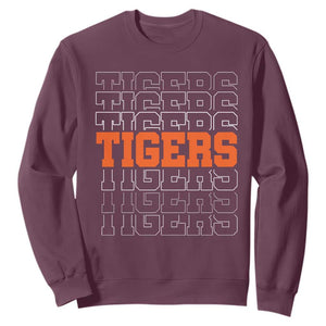Vintage Tiger Sweatshirt Last Name Vintage Sports Jersey Style TS10 Maroon Print Your Wear